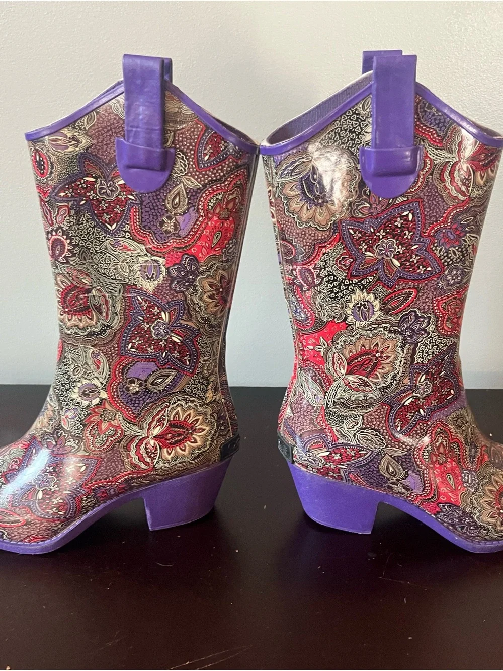 Corkys Paisley Mid-Calf Boots in Purple & Red Accents